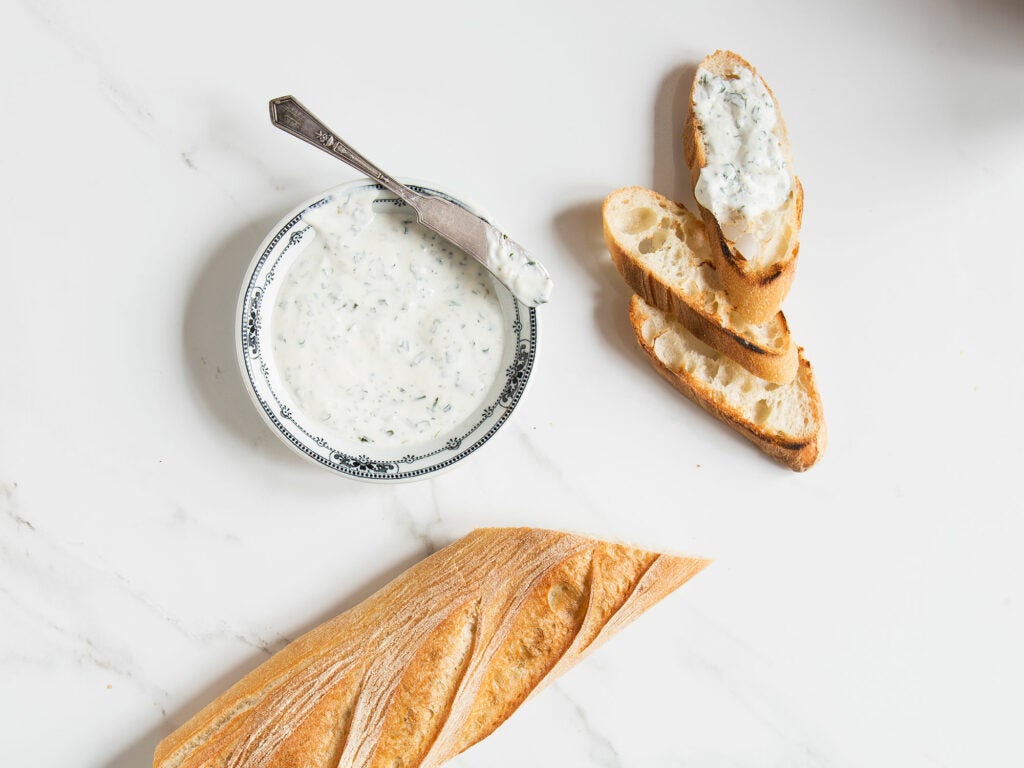 Fromage Blanc Spread with loaf of crusty bread
