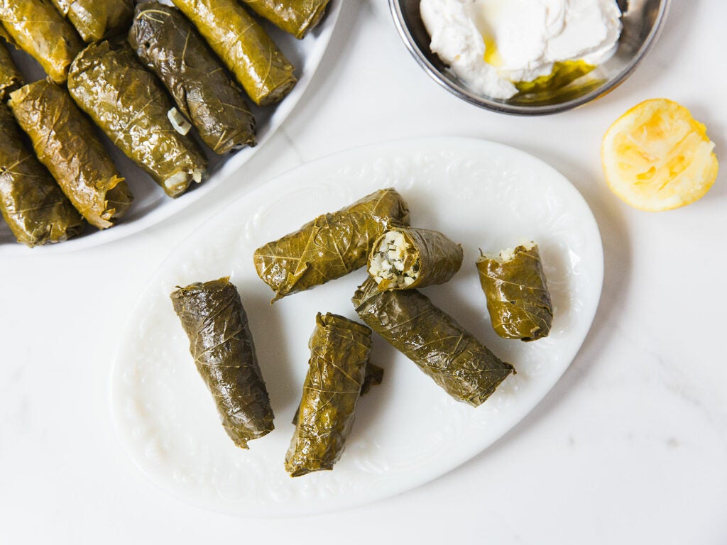 Greek Grape Leaves Stuffed with Rice and Herbs