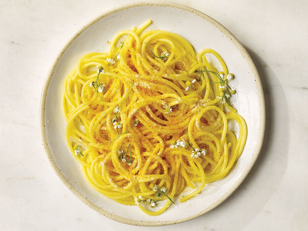 Spaghettoni with Jasmine, Saffron, Chamomile & Calendula