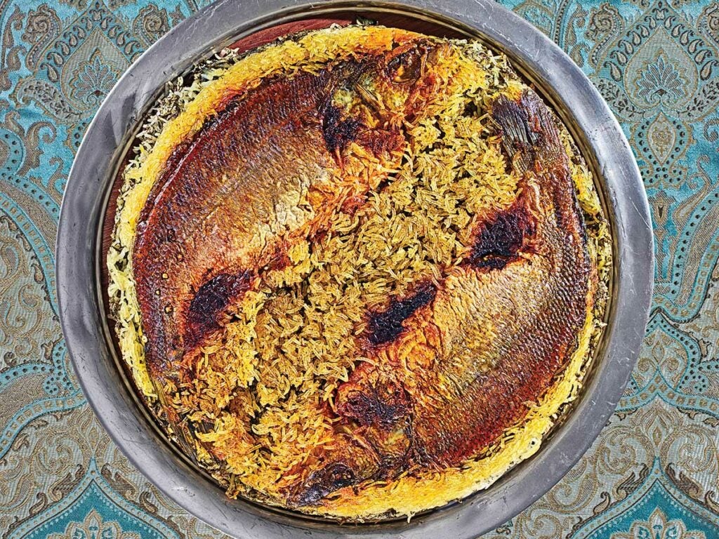Herbed Rice with Fish Tahdig (Sabzi Polo ba Tahdig-e Mahi)