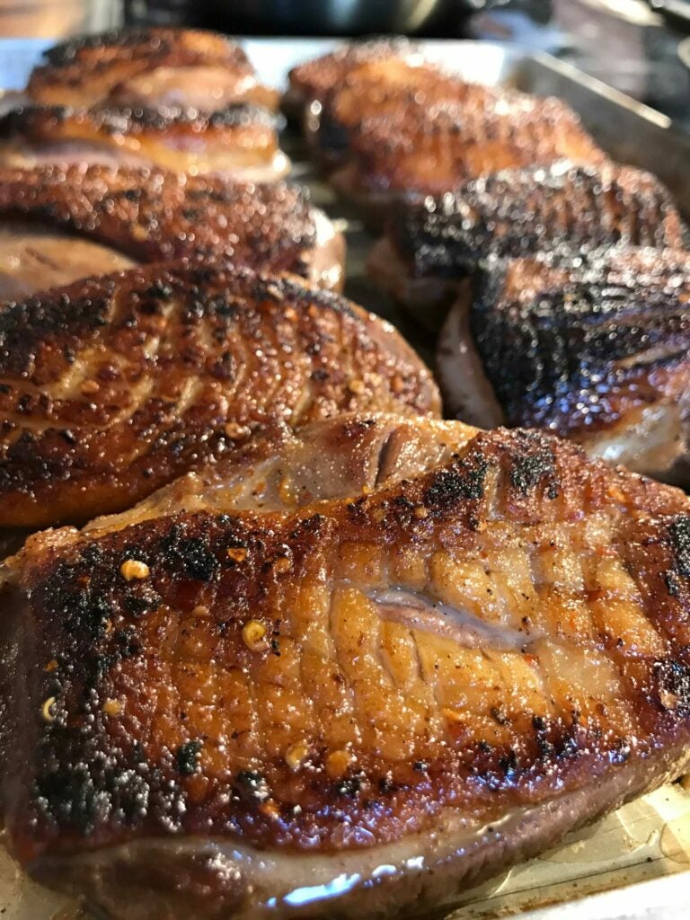 sugarcane-smoked and pan-seared duck breast