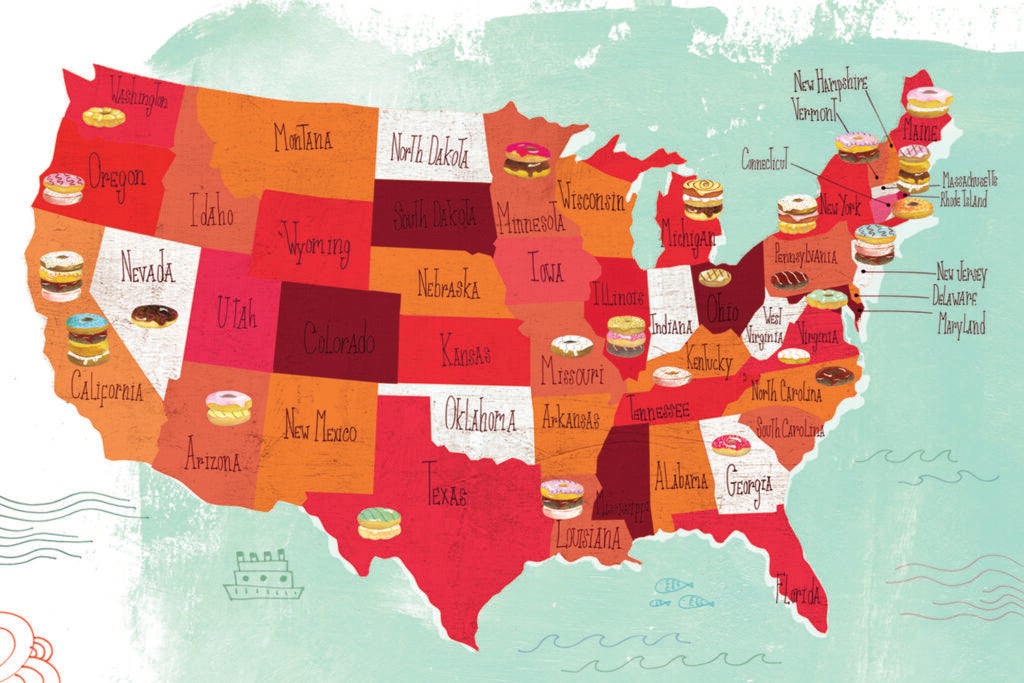 America's 50 Best Donuts map
