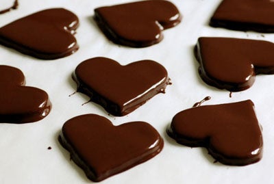 heart shaped chocolate covered cookies