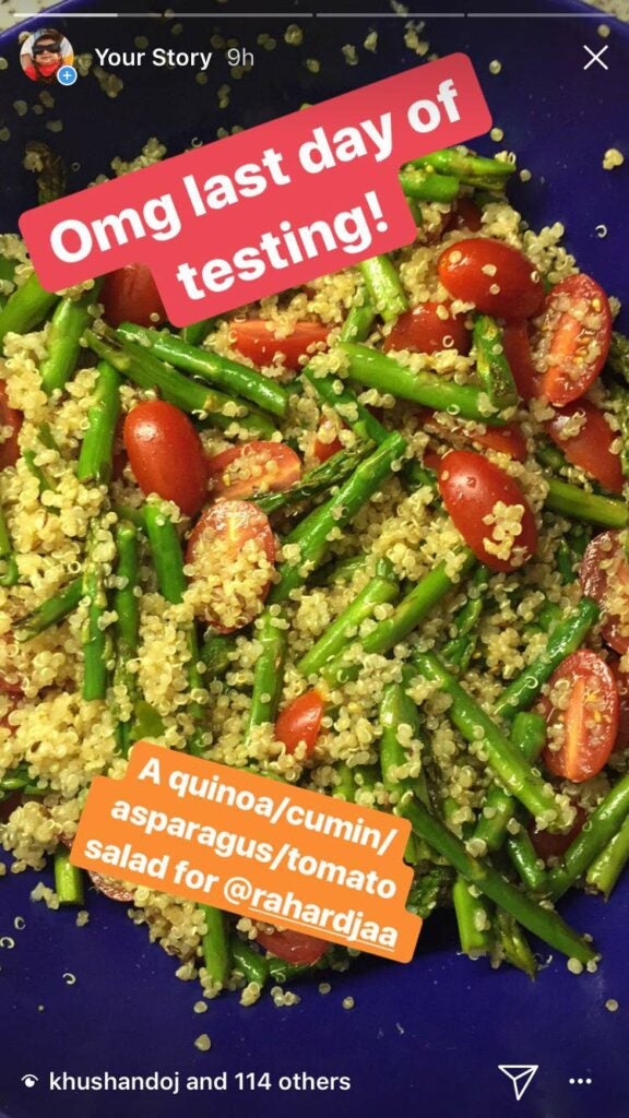 quinoa, cumin, asparagus, tomato