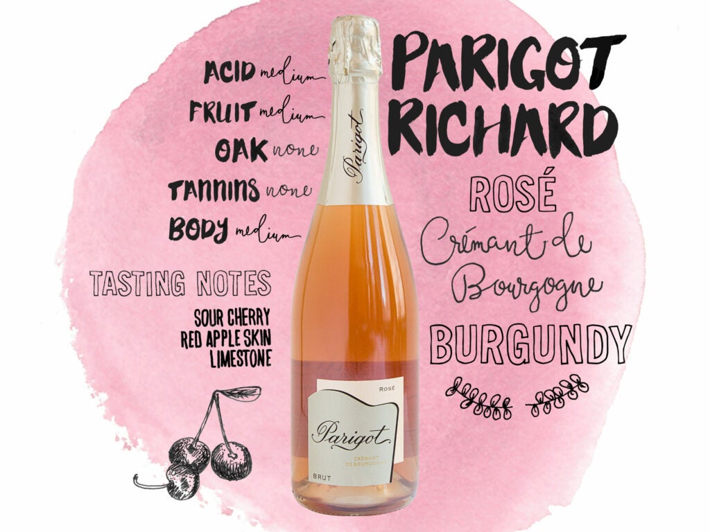 Parigot & Richard, Rose Cremant de Bourgogne, Burgundy, France, Wine illustrations