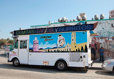 A burrito and sandwich truck in East LA.