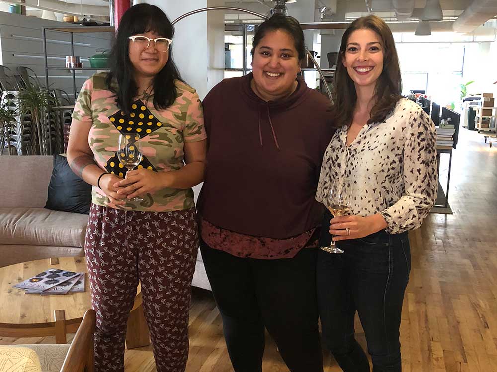 Soleil Ho of Racist Sandwich and Thrillist's Khushbu Shah pose with executive editor Stacy Adimando.