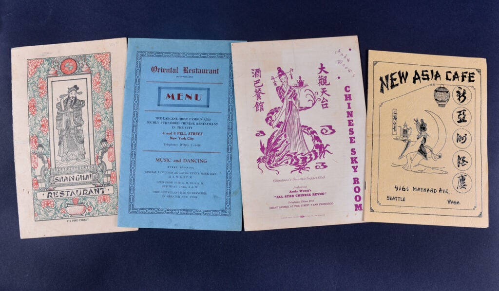 Four of Harley Spiller's Chinese menus