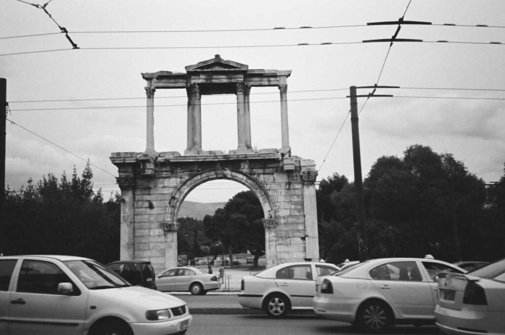 The Arch of Hadrian, and the highway you have to cross to get there. To me, this juxtaposition of modern and ancient is part of what makes Athens so fascinating.
