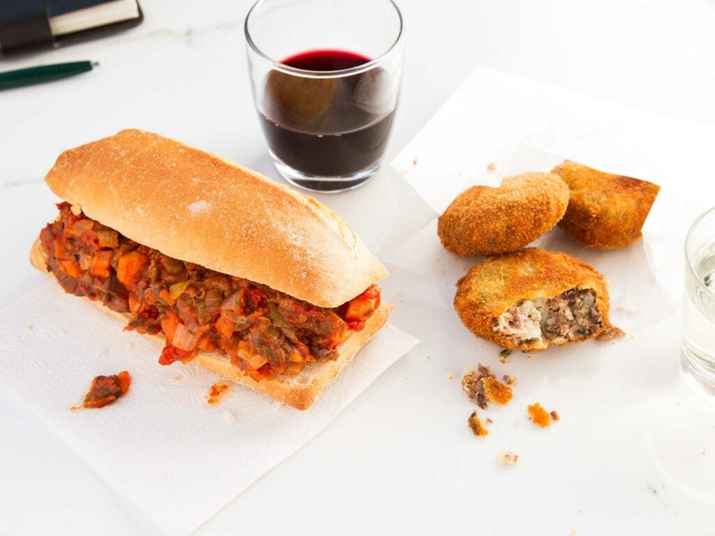 Beef Croquette and Braised Beef Sandwich