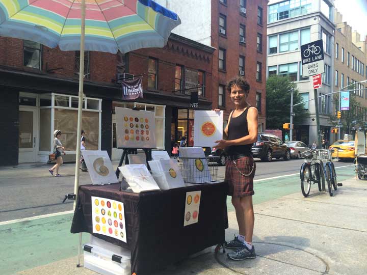 Tommy Flynn at his Sliced Open stand in SoHo, New York Cit