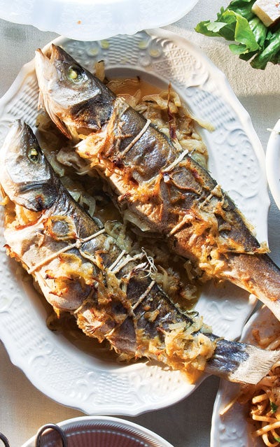 Whole Roasted Branzino with Fennel and Onions