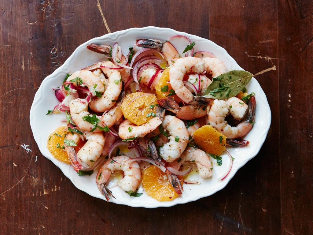 Pickled Shrimp with Satsuma (close up)