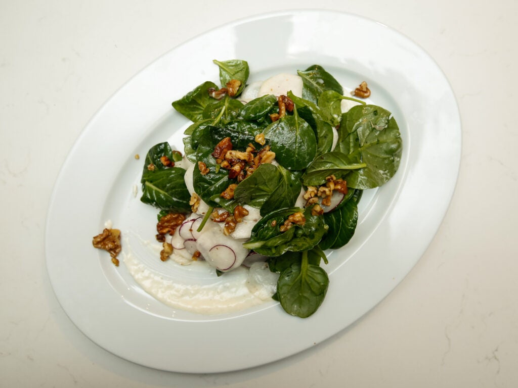 This spinach salad was packed with turnips, which went perfectly with the horseradish dressing