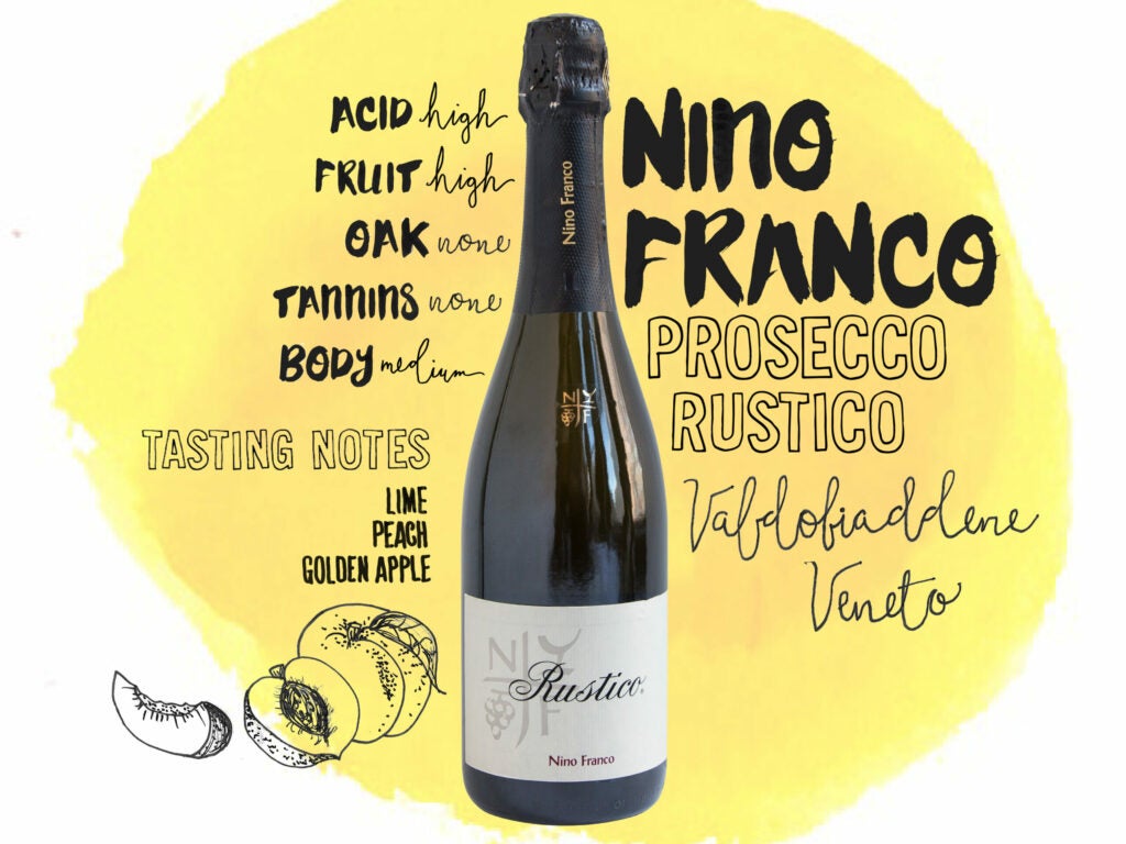Nino Franco Prosecco 'Rustico,' Valdobiaddene, Veneto, Italy, wine illustrations