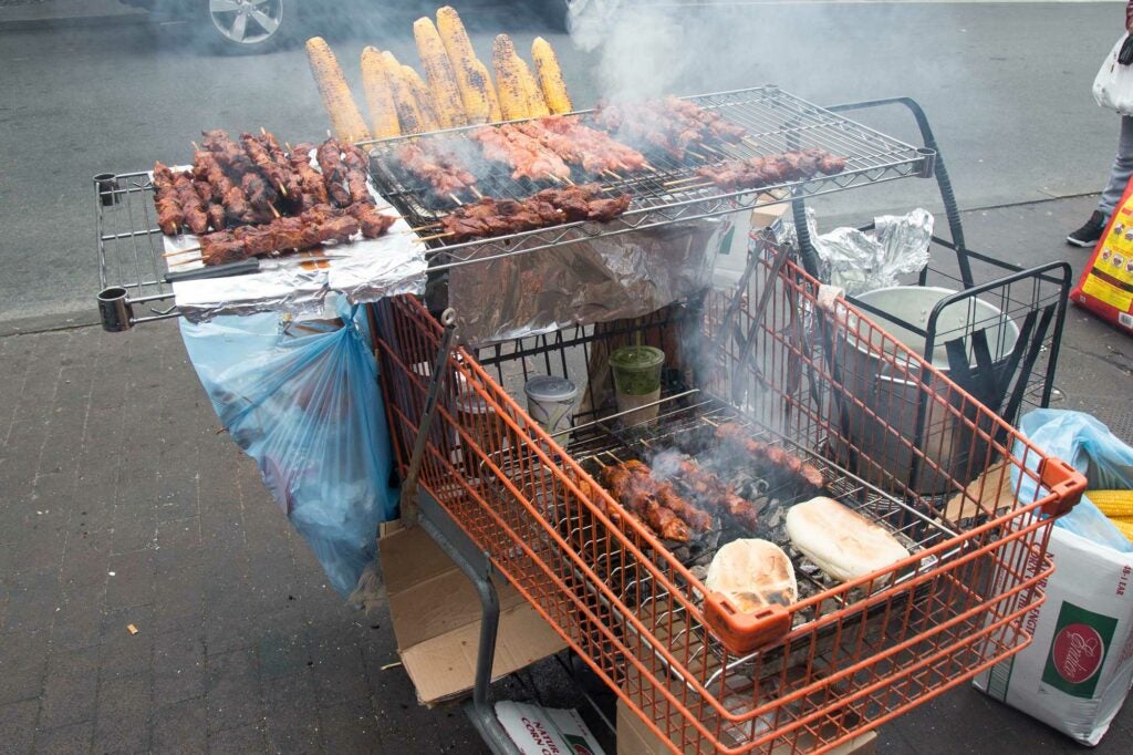 A shopping cart grill in Queens, New York