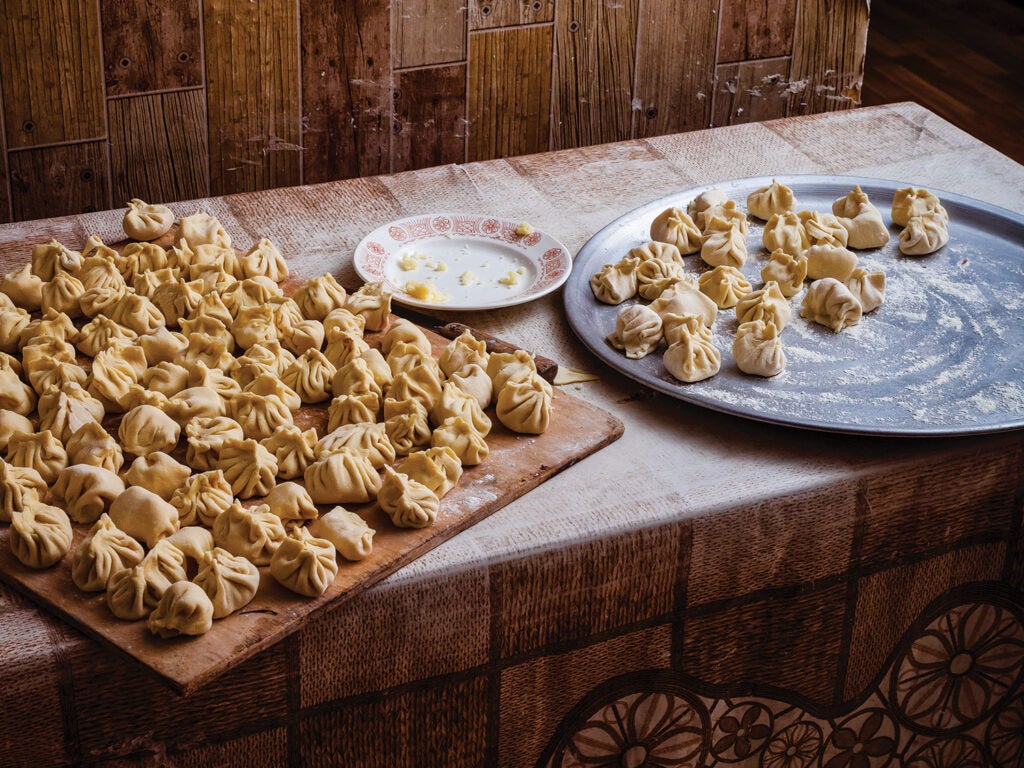 cheese-stuffed khinkali dumplings