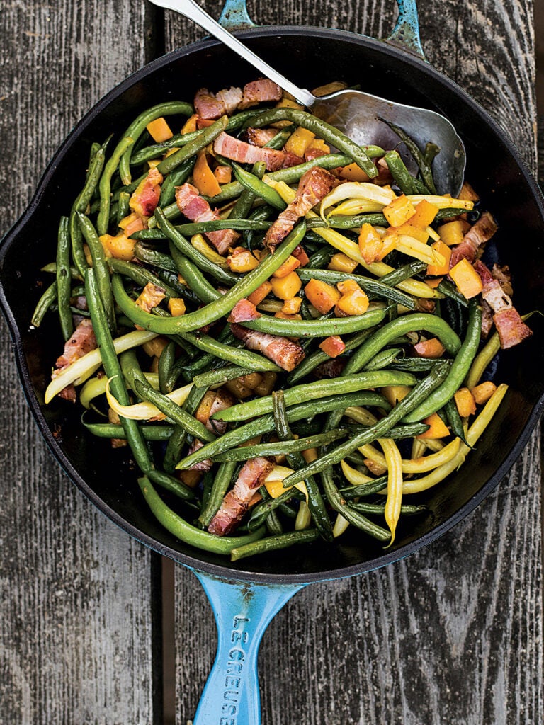 Green Beans with Peaches and Bacon