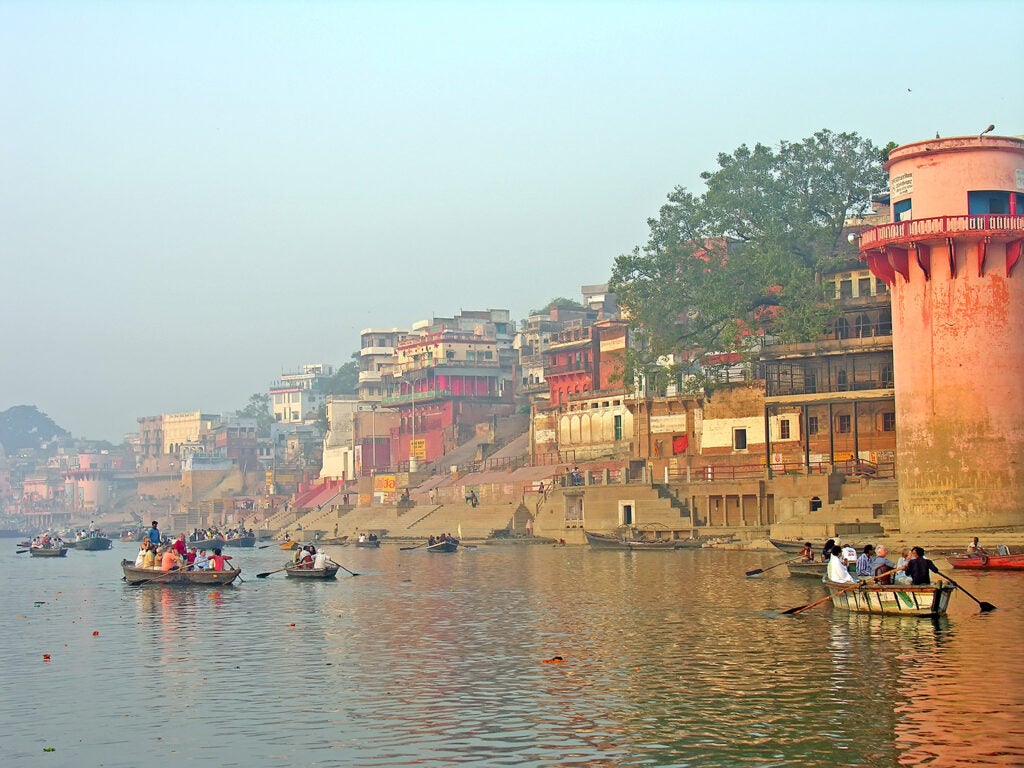 city of Varanasi along banks of the Ganges River