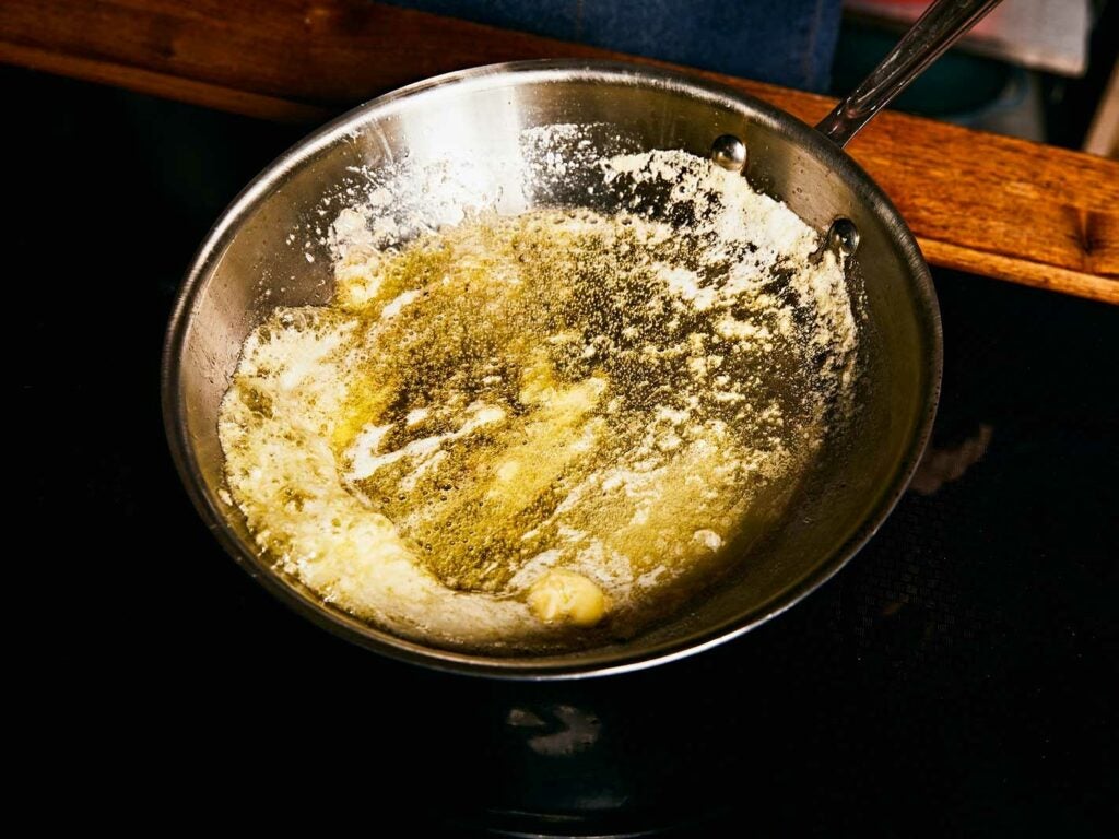 Browning butter in pan.