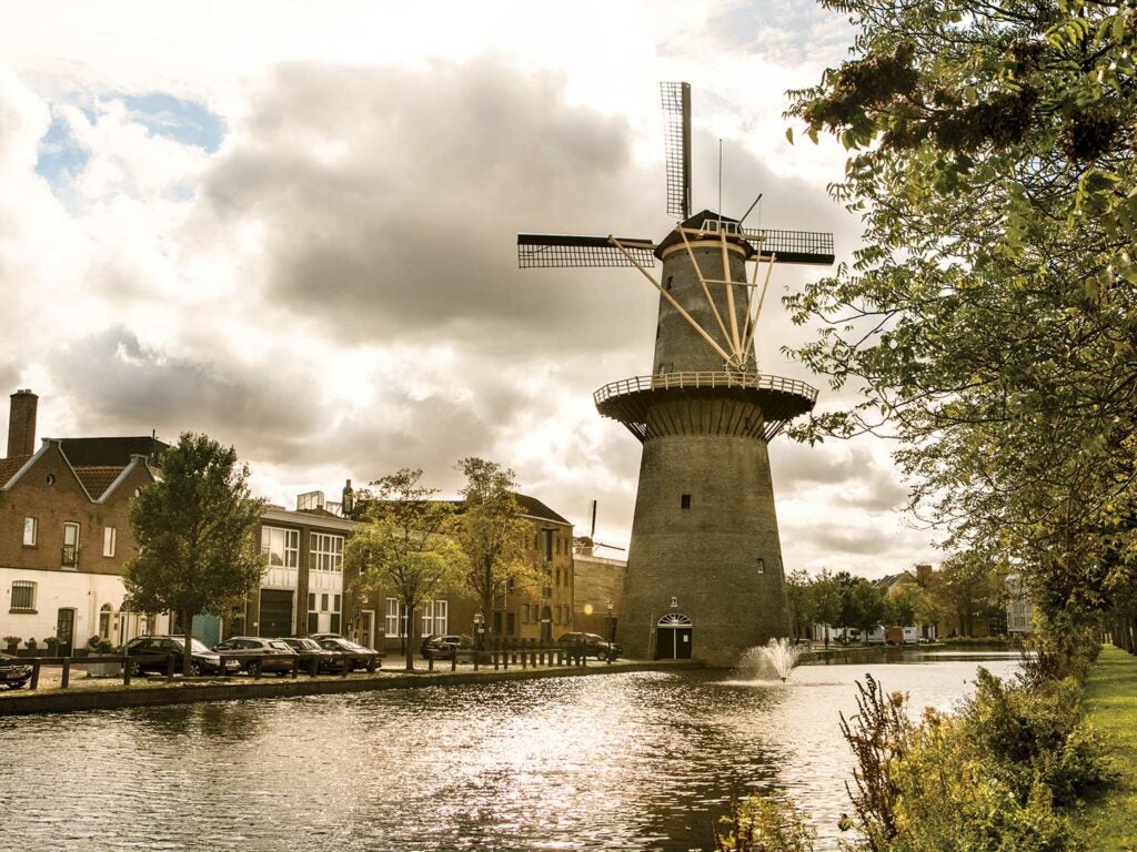 A windmill in Schiedam, which was once the center of the genever industry