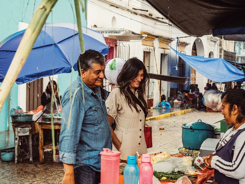 Lopez and her father, Fernando, at Mercado de Tlacolula.