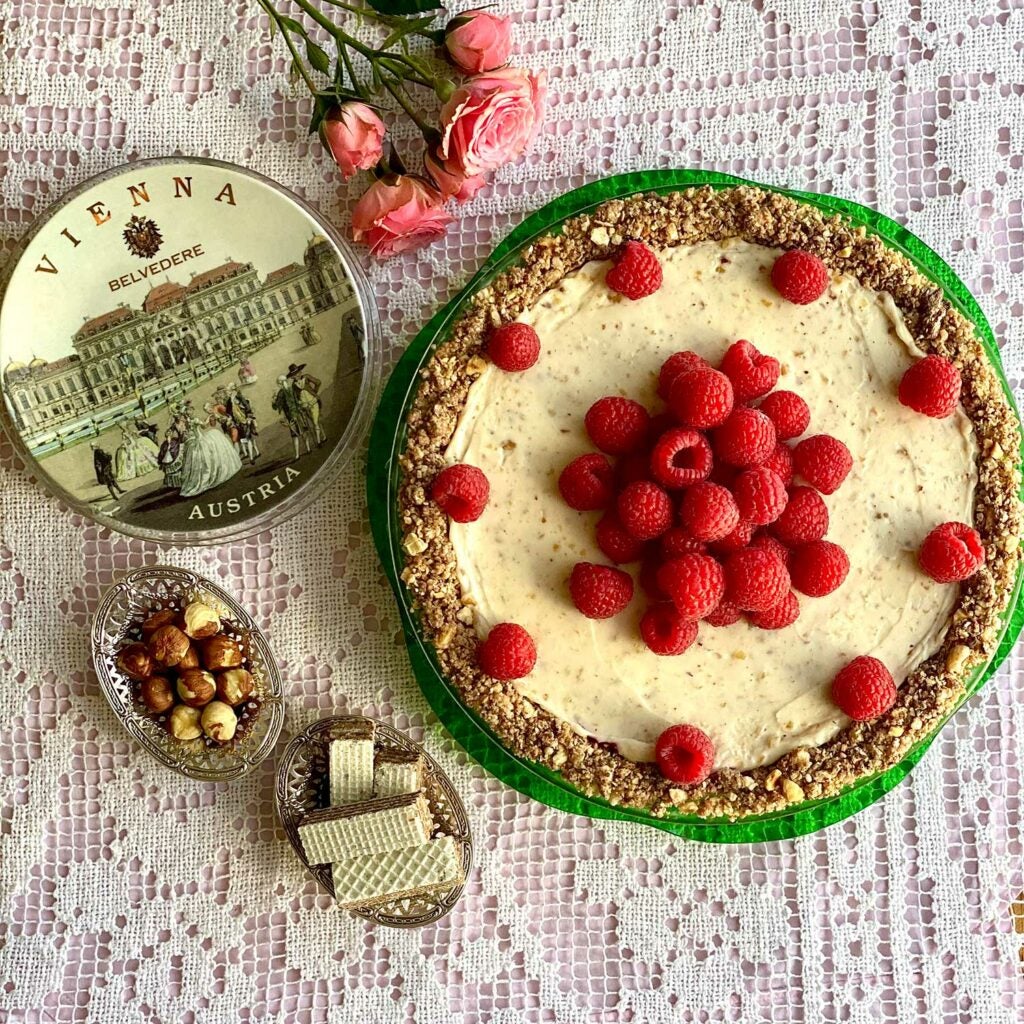 Raspberry Mascarpone Pie with Hazelnut Wafer Crust
